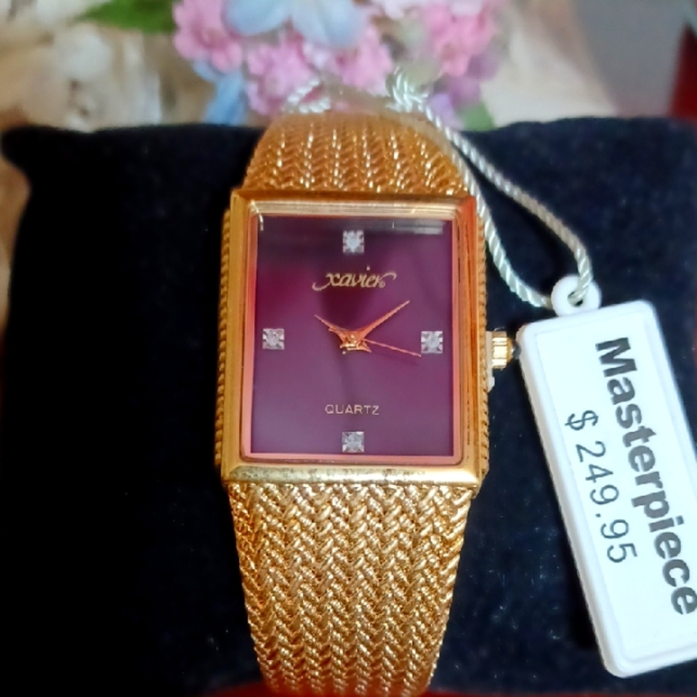 Gold and Black Women's Watch With Diamonds Quarts Watch